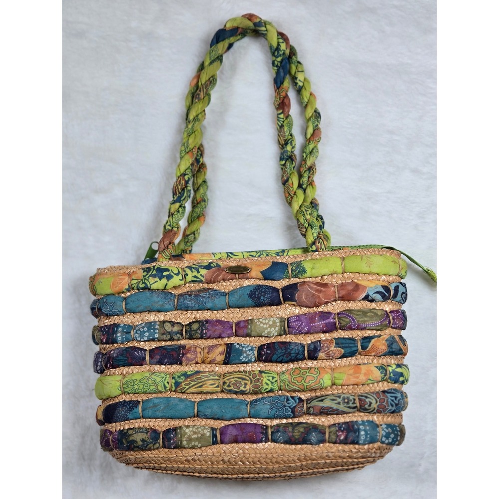 Cappelli Straworld Multicolor Accentedβ Woven Straw Boho Shoulder Bag Hippie